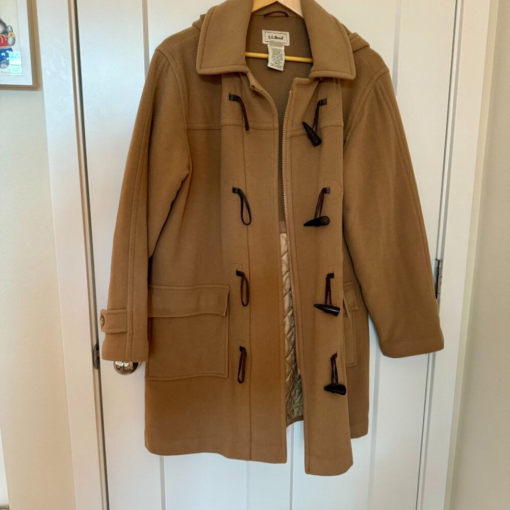 Vintage L.L. Bean Duffel Coat with Removable Hood - Lined - Camel - Size M - Picture 9 of 16
